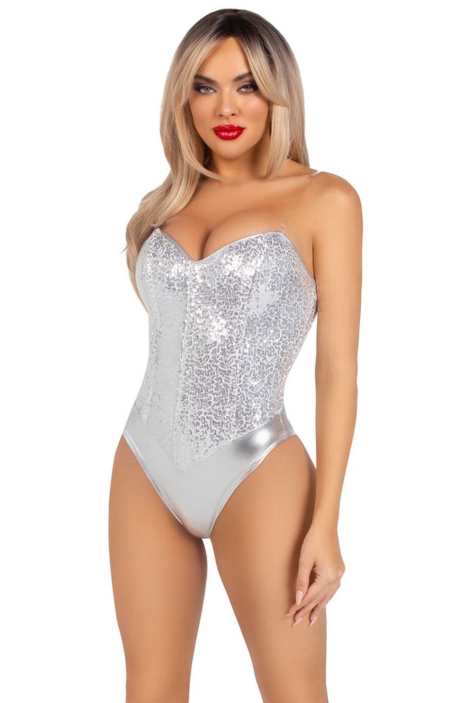 Ezüst színű szexi body 2786
