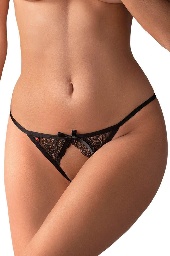 Miamor Crotchless Panties fekete nyitott bugyi