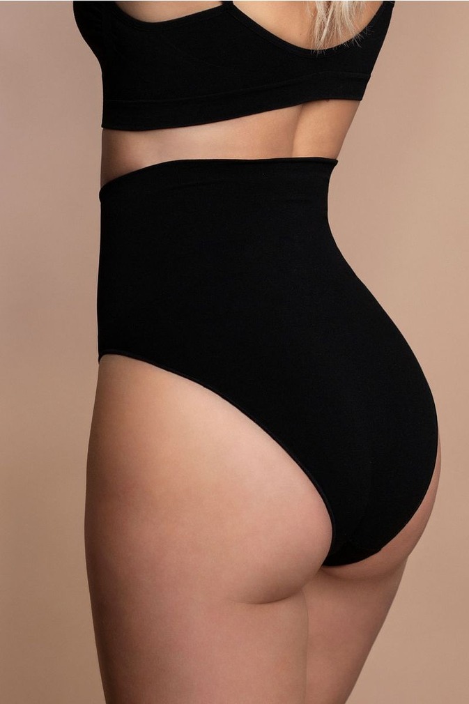 Fekete varrásmentes alsó magas derékkal Seamless High Waist Brief