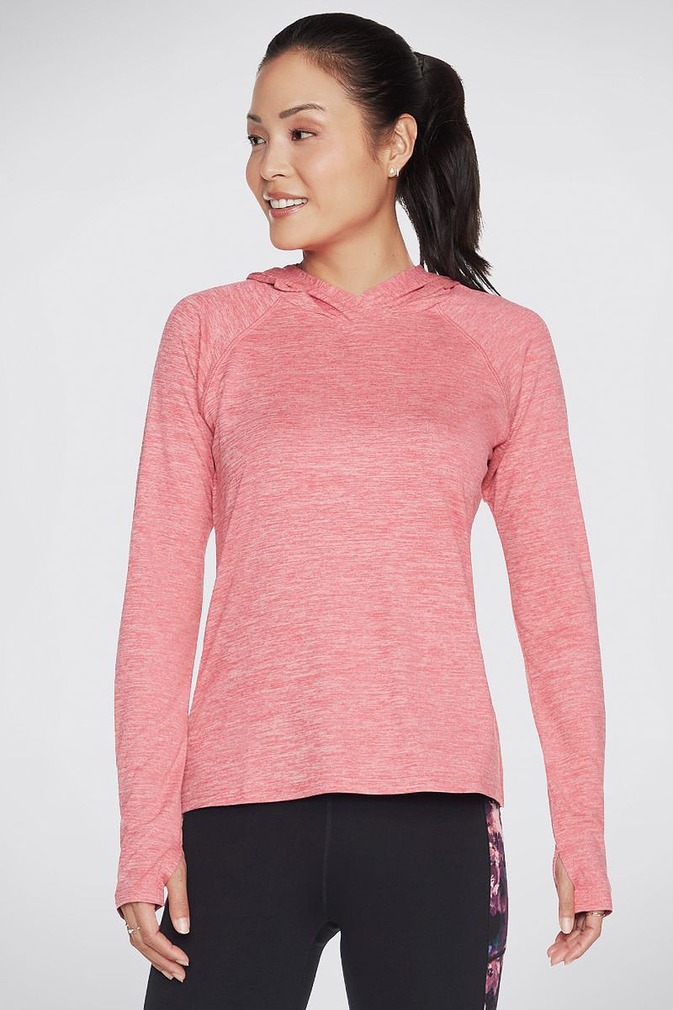 Korall színű hosszú ujjú pulóver Godri Swift Hooded Long Sleeve