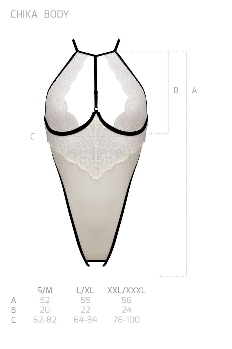 Fekete-krém open-crotch body Chika