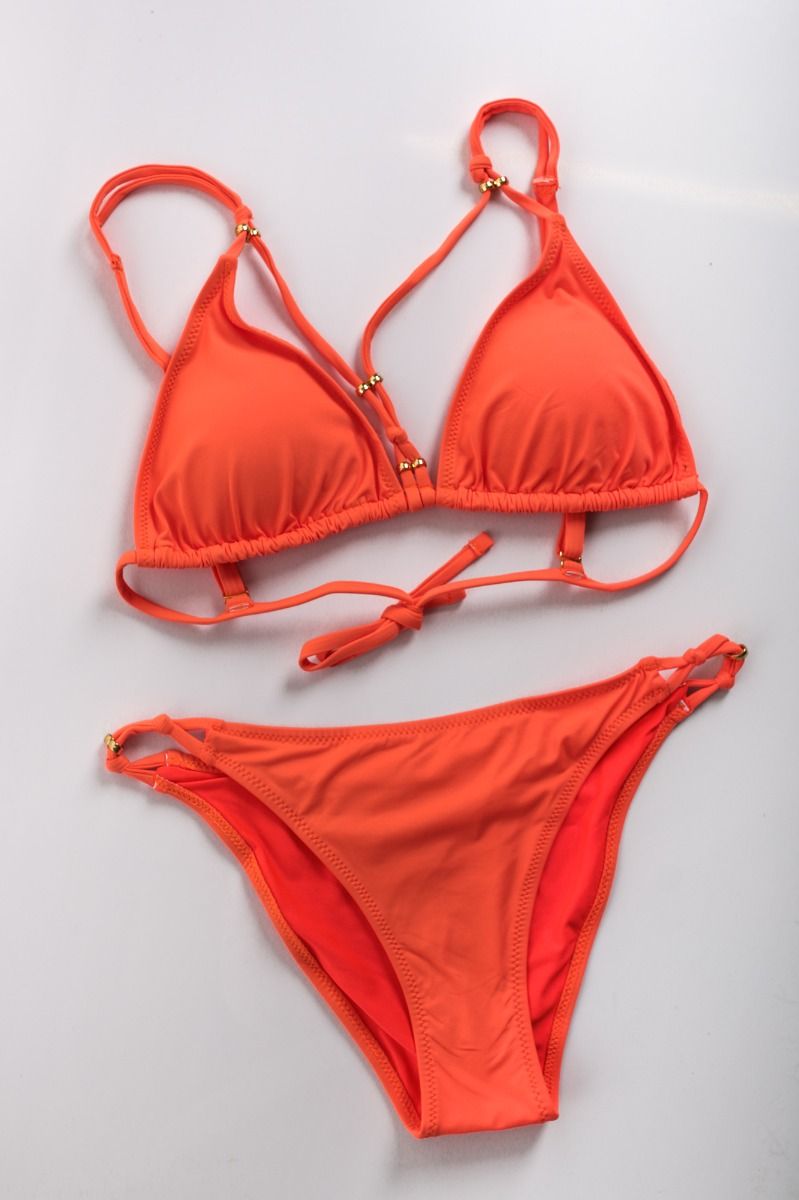 Narancssárga háromszög fazonú párnázatlan bikini Silvia