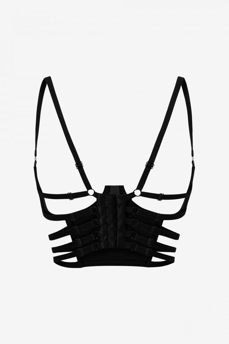 Fekete open-bra melltartó Liana