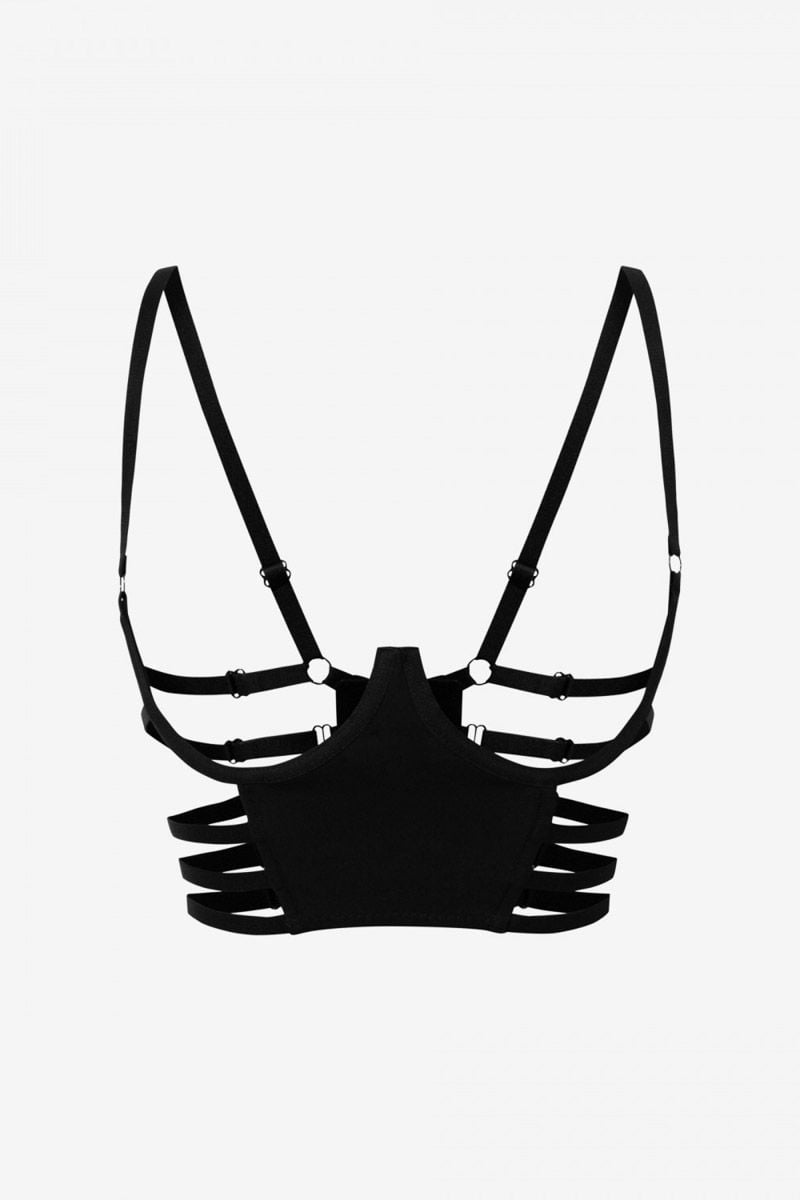 Fekete open-bra melltartó Liana