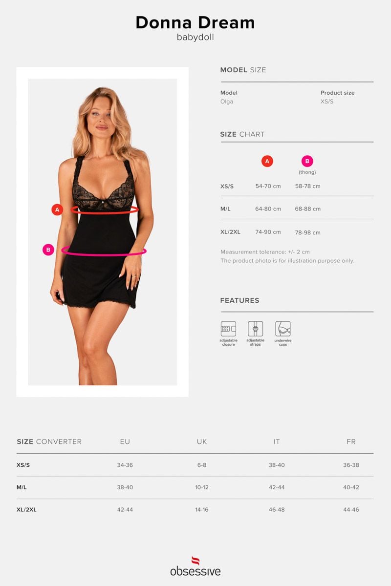 Fekete babydoll neglizsé Donna Dream