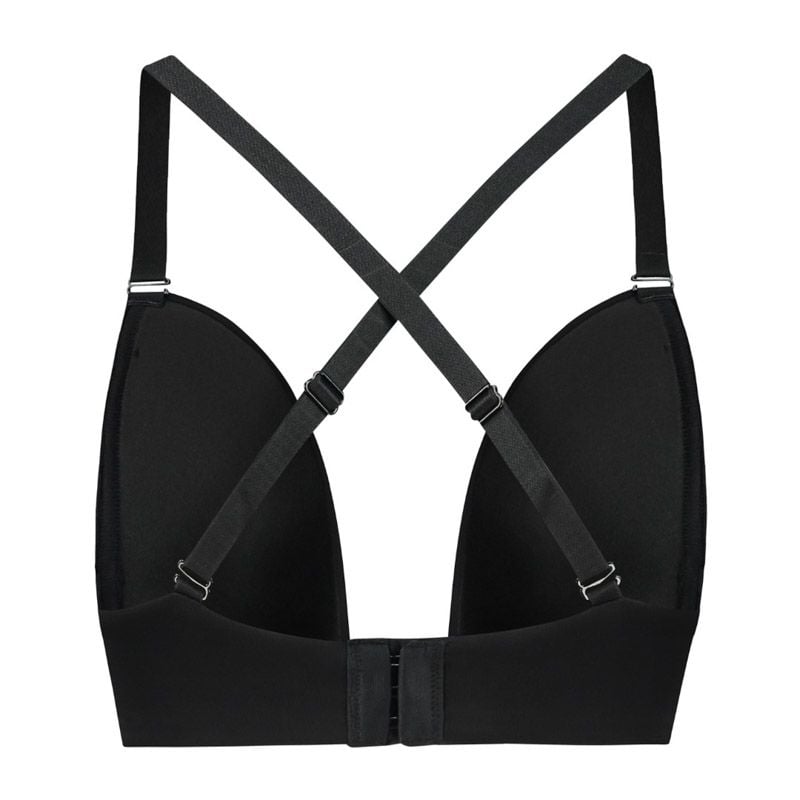 Fekete párnázott melltartó mély kivágással Ultra Plunge Bra